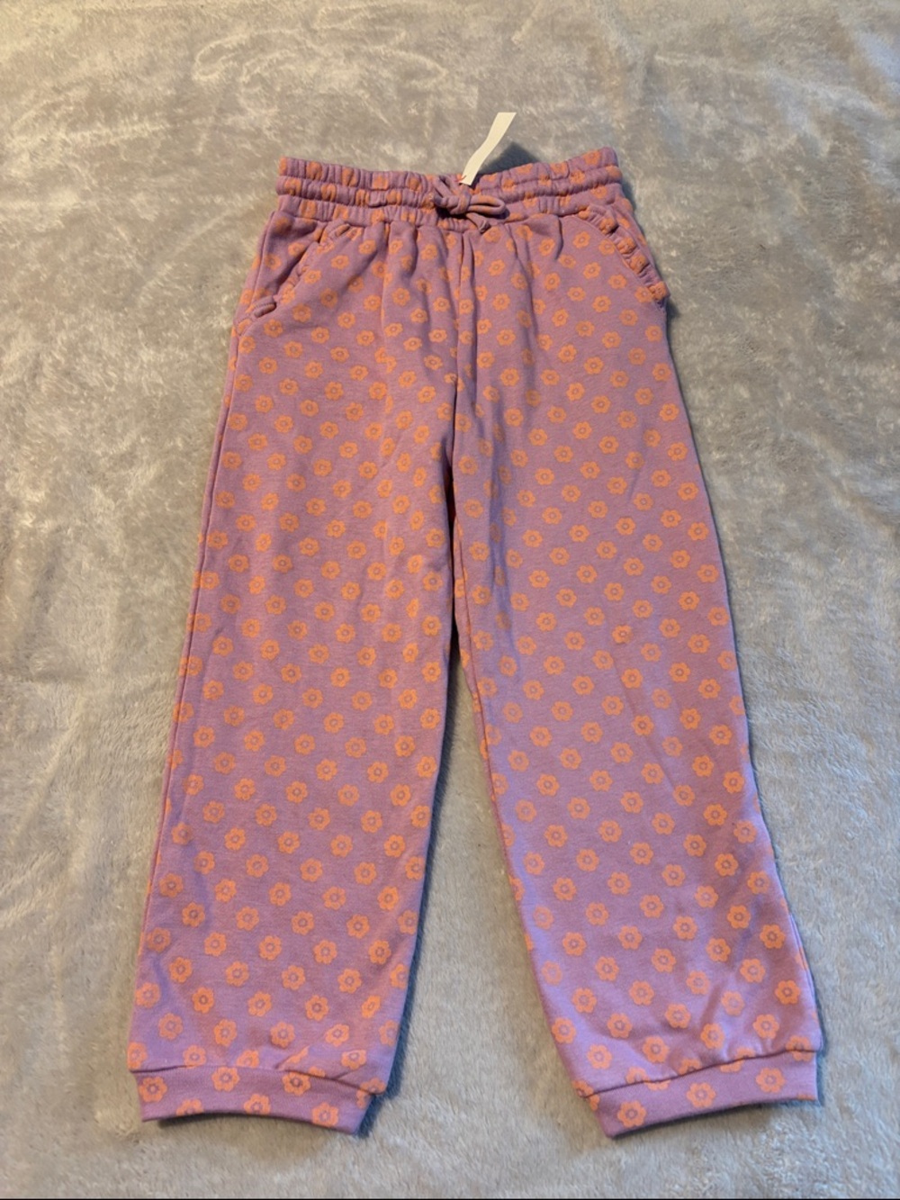 NEW Cat & Jack Lavender Sweatpants with Orange Floral Pattern